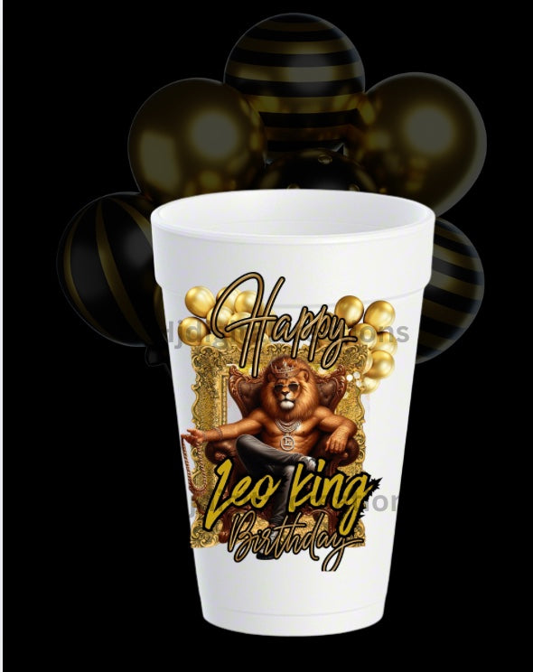 Leo birthday party favor cup template