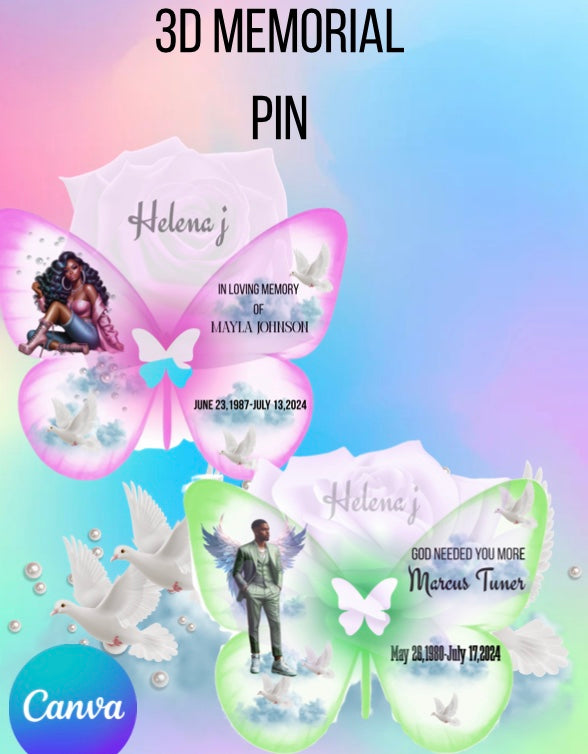 3d memorial butterfly pin template