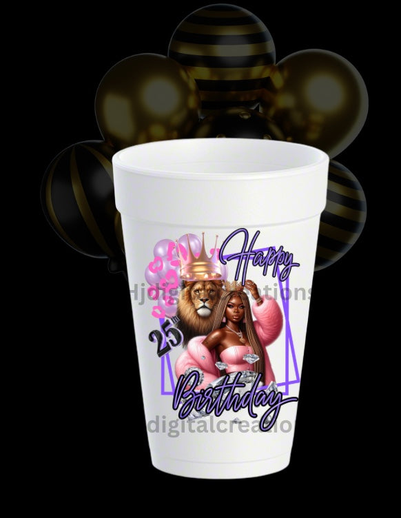 Leo birthday party favor cup template