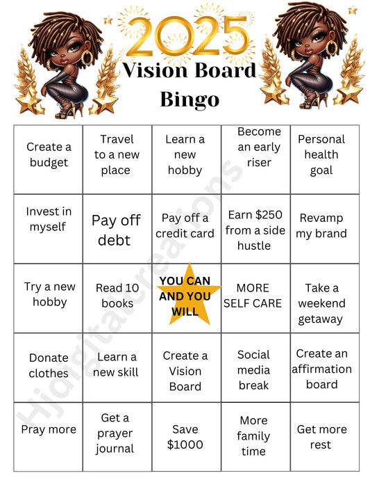 2025  vision Board Bingo Template