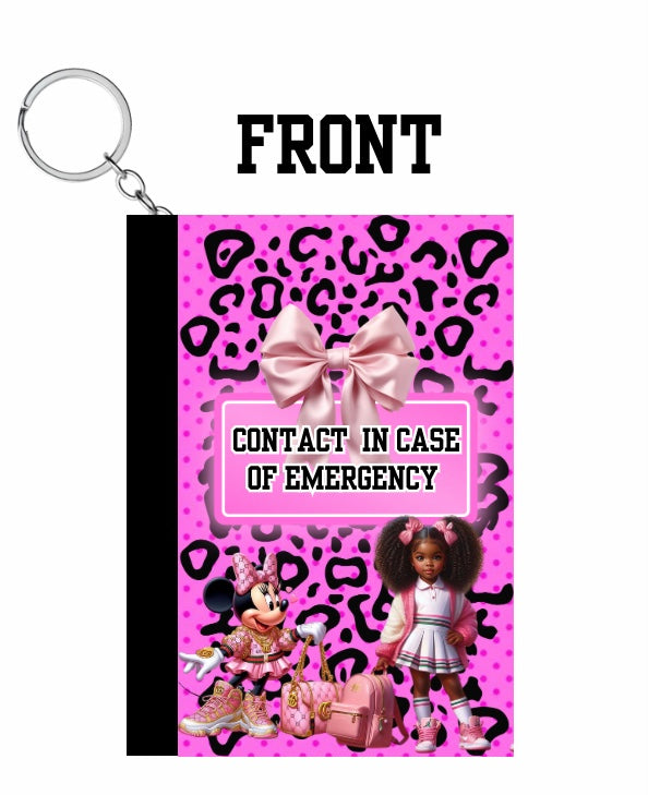 Emergency contact QR code composition key chain