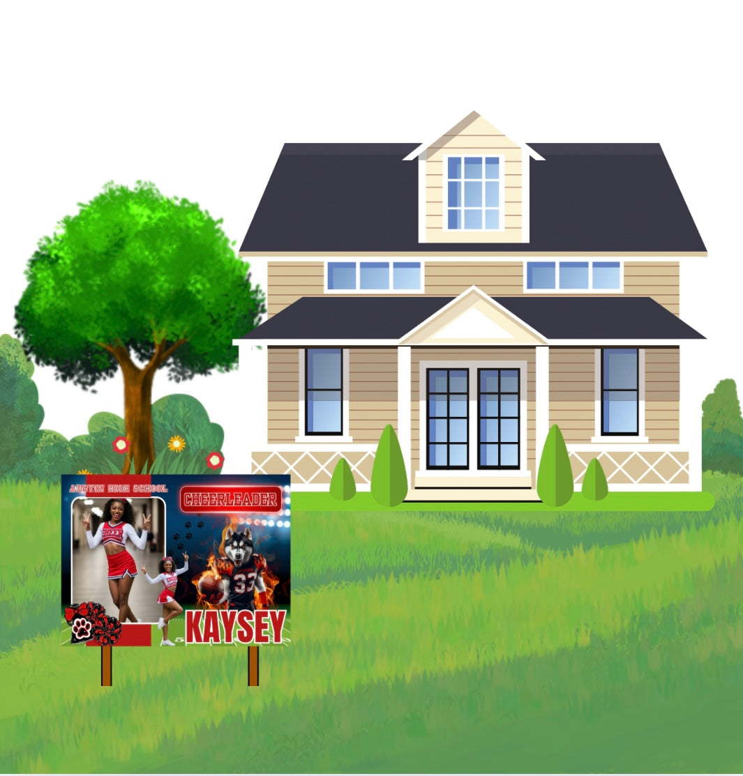 Cheer and Football yard sign template