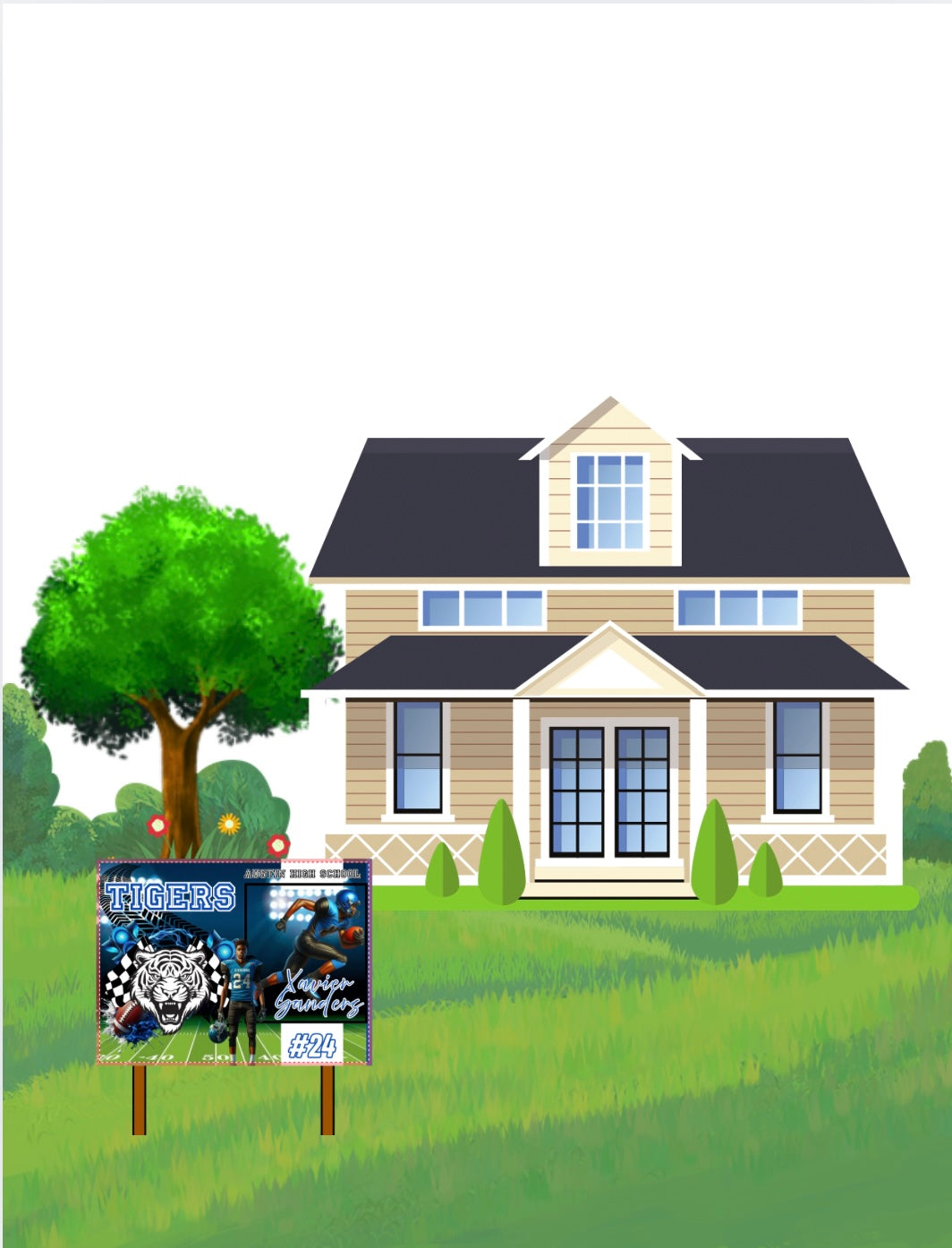 Cheer and Football yard sign template