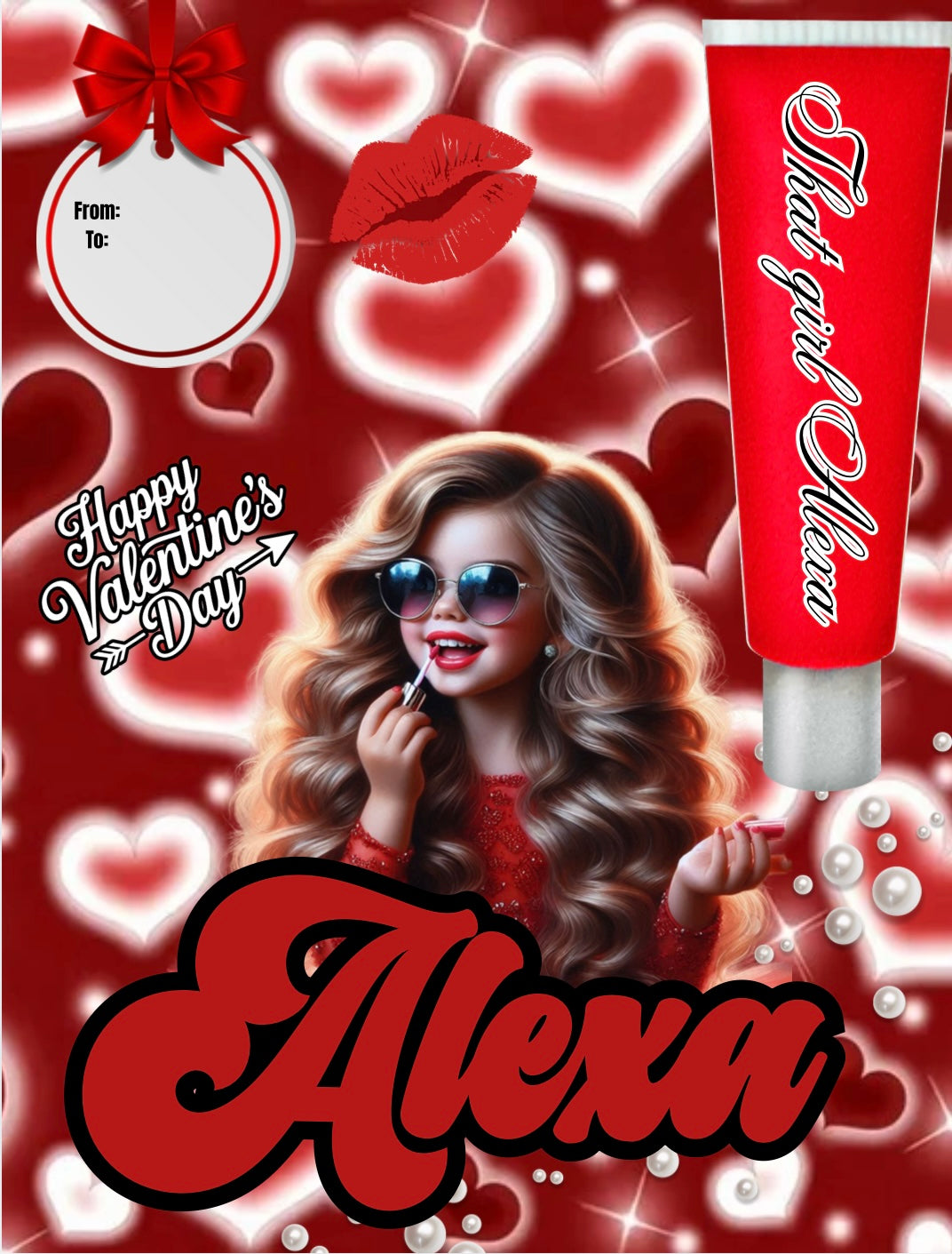 Valentine’s Day lipgloss Card Template