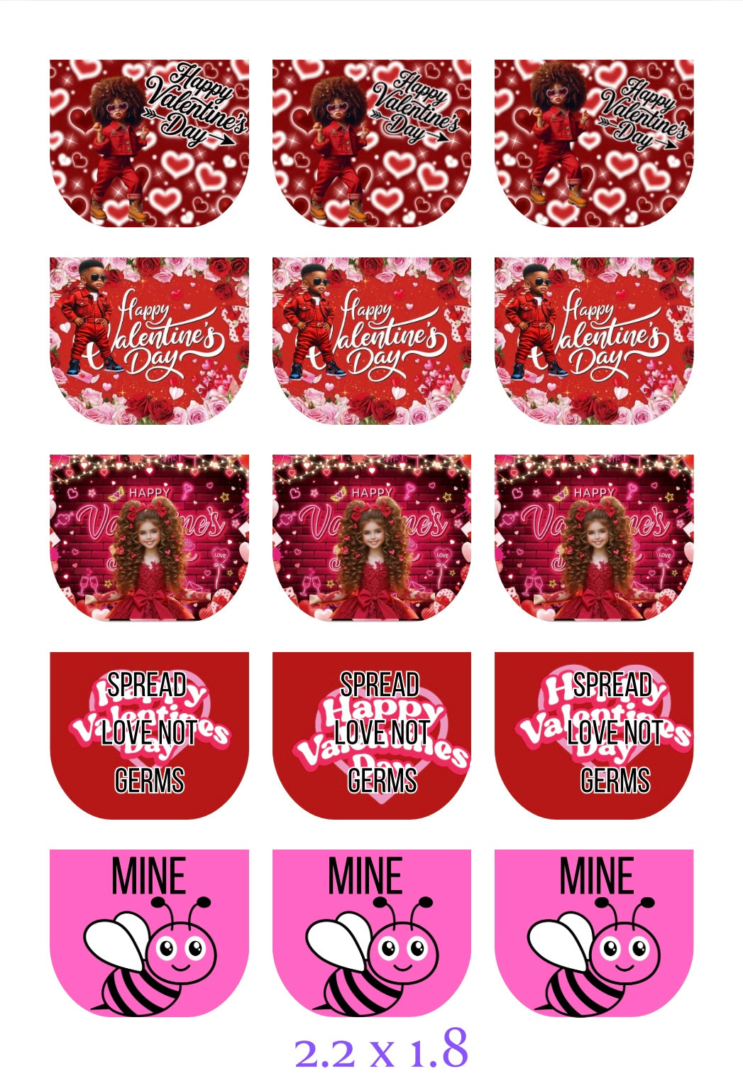 Valentines Day Hand Sanitizer Label template