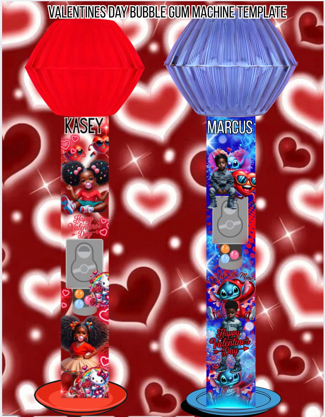 Valentines Day Bubble Gum Machine Template
