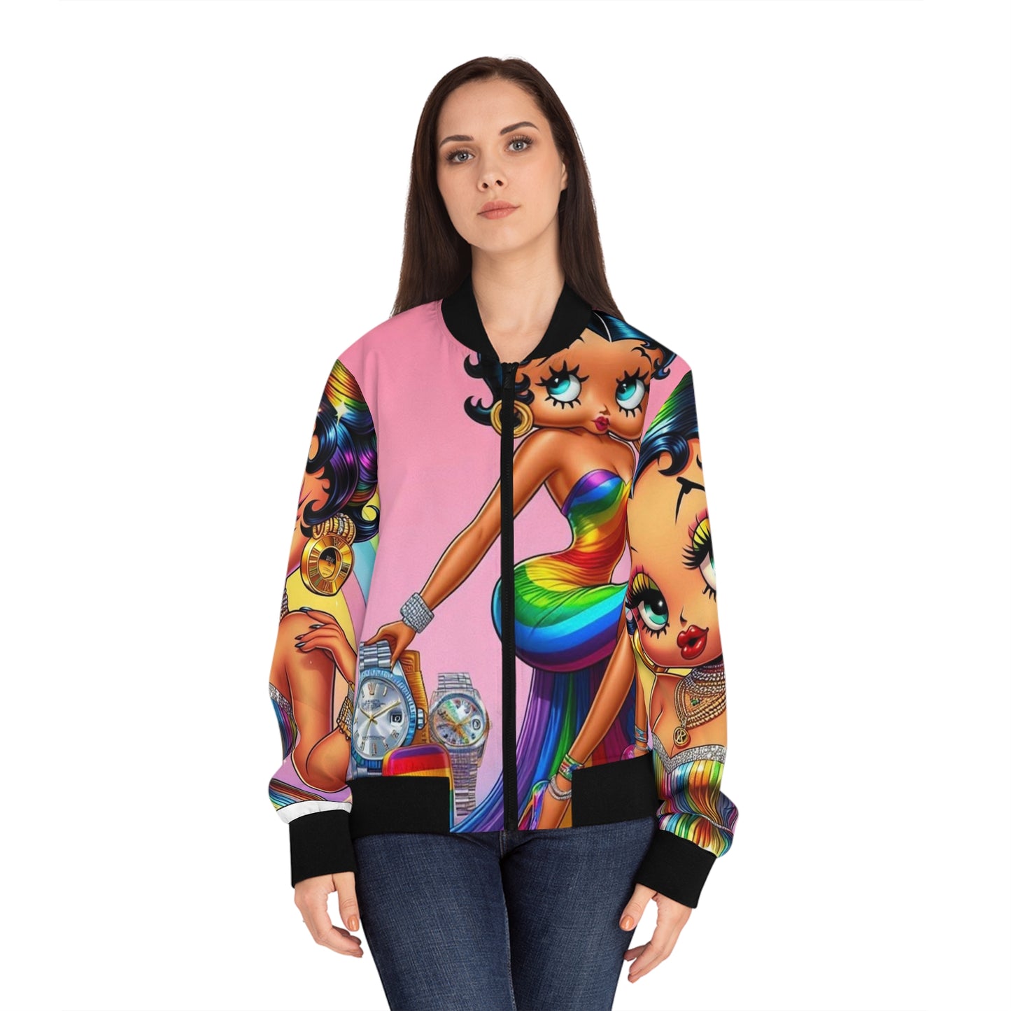 Betty Boop Women's Bomber Jacket (AOP)