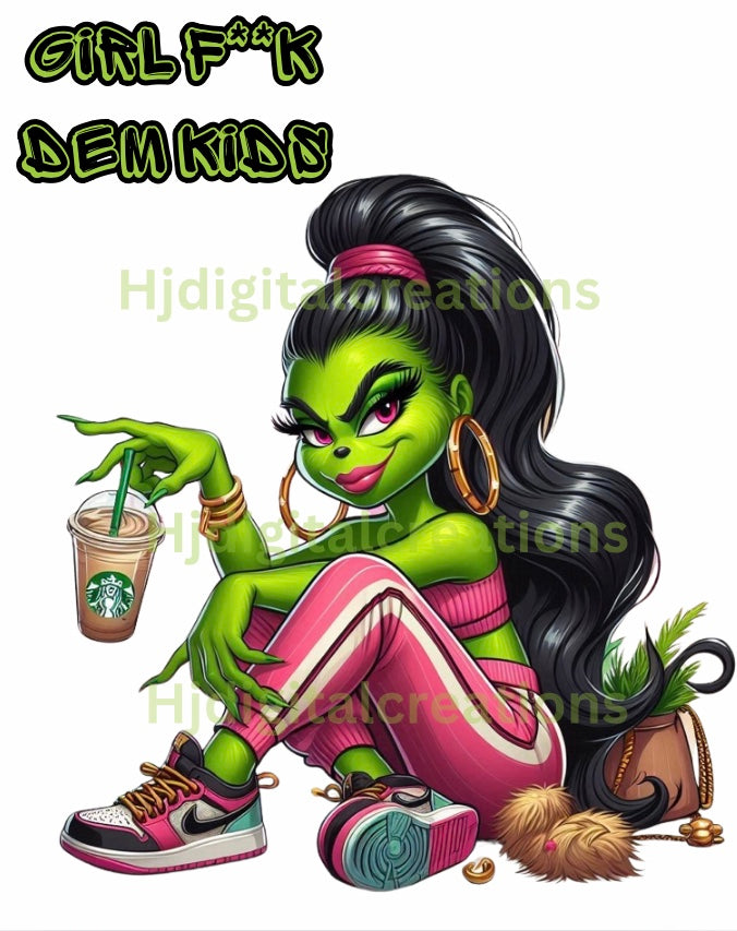 Girl F**k Dem Kids Grinch Png file