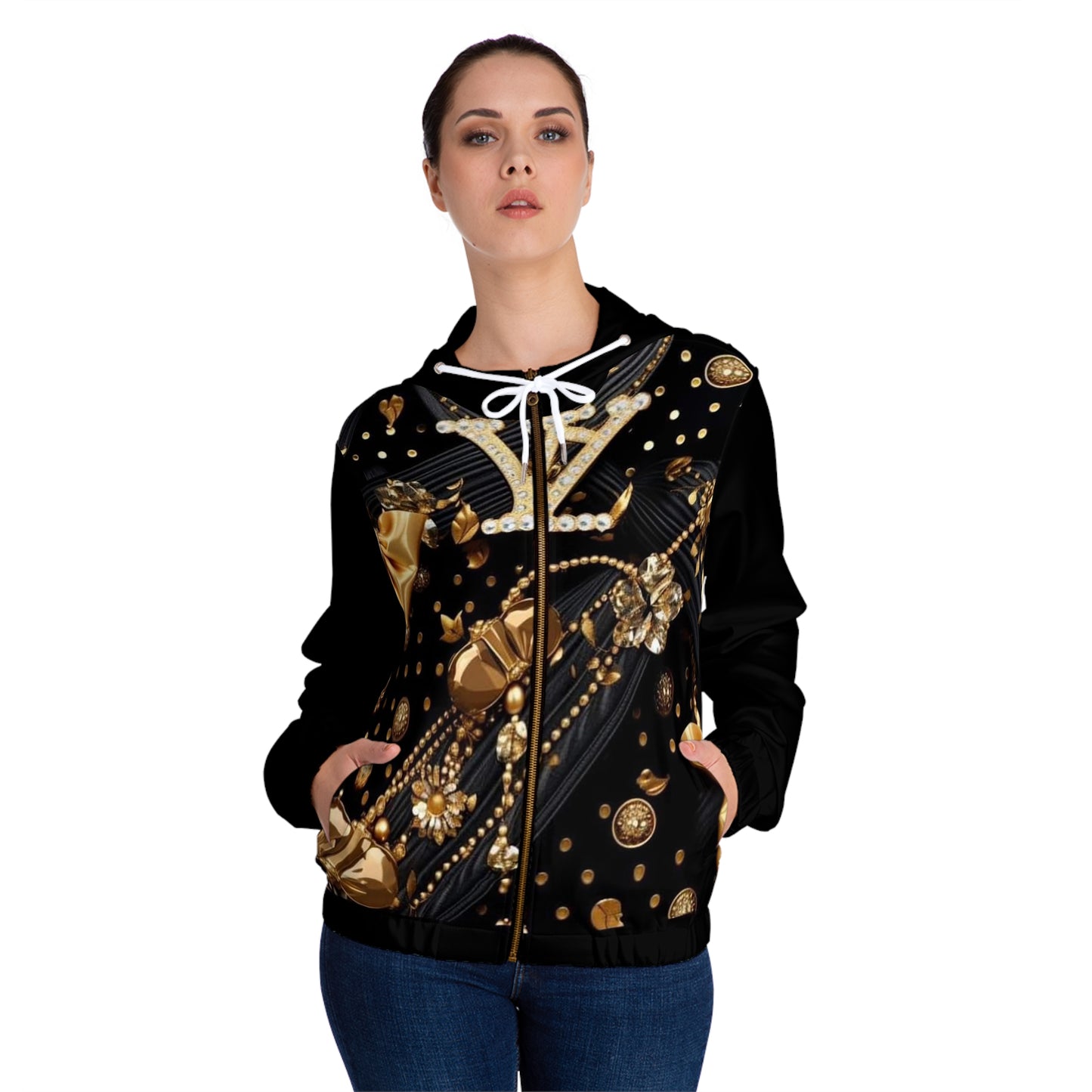 Designer Print Women’s Full-Zip Hoodie (AOP)