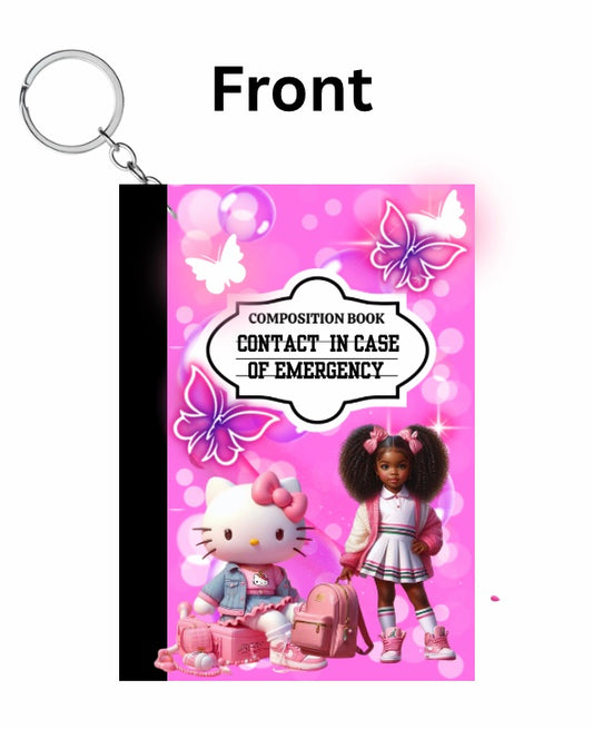Emergency contact QR code composition key chain