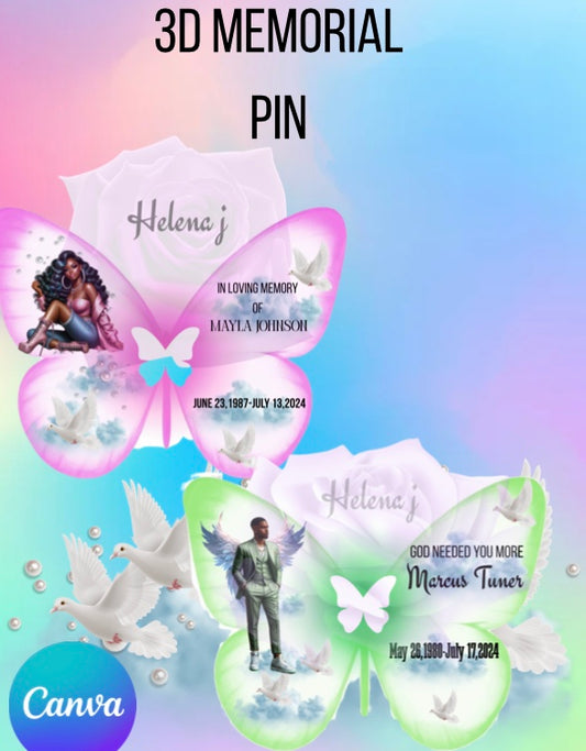 3d memorial butterfly pin template