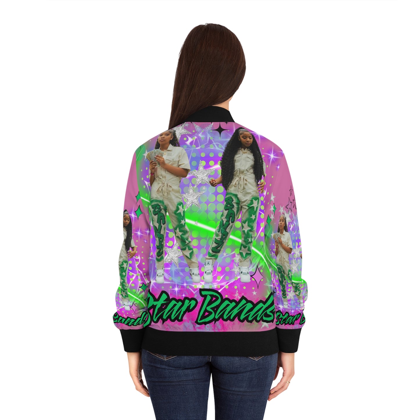 Personalized Women's light weight Bomber Jacket (AOP)