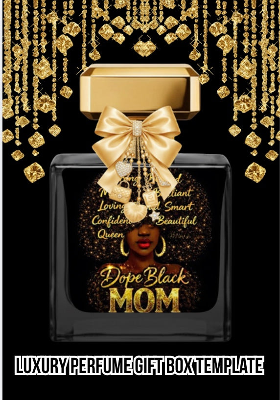 Mothers Day  Proud Black Mom Perfume Gift Box Template