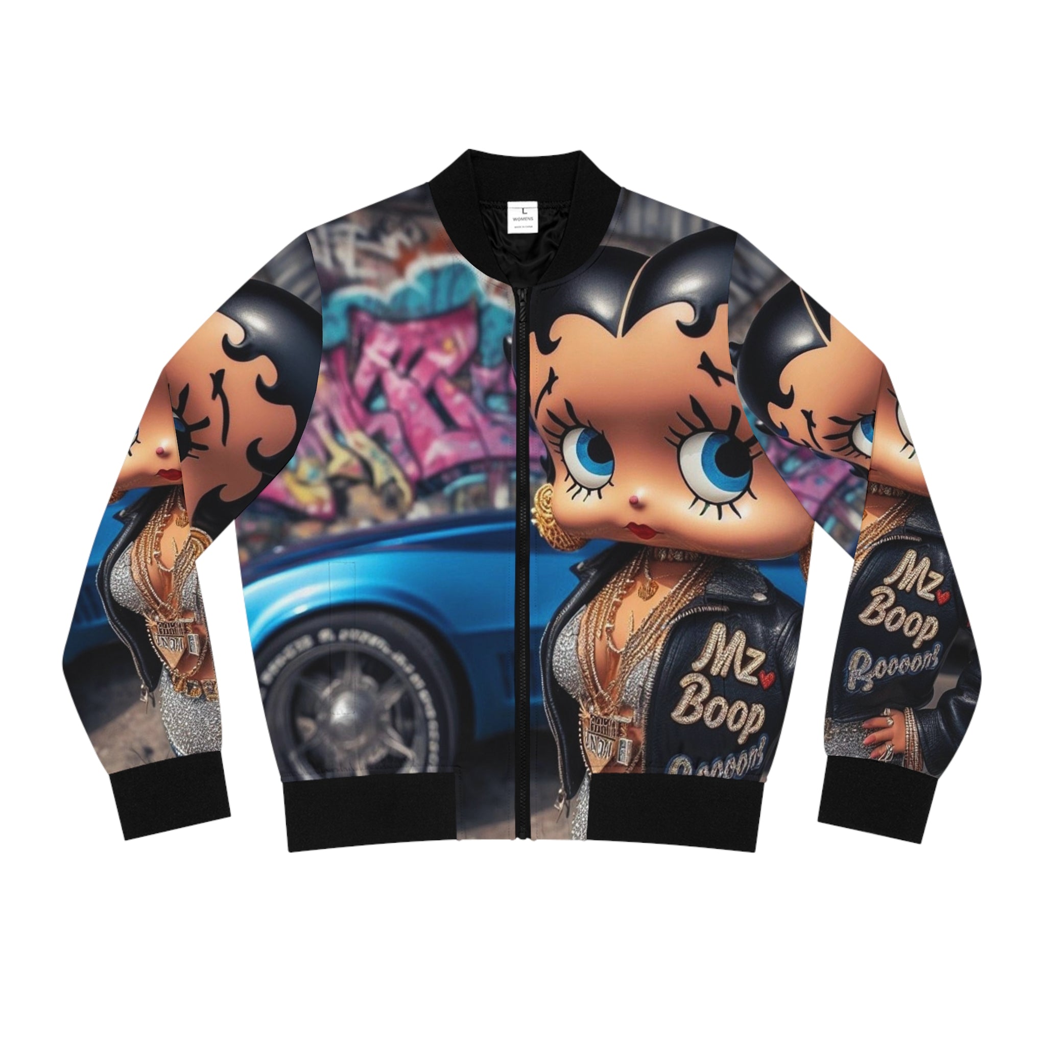 Betty Boop Women s Bomber Jacket AOP Hj Digital Creations