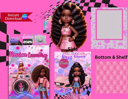 Washing machine Easter basket template Barbie