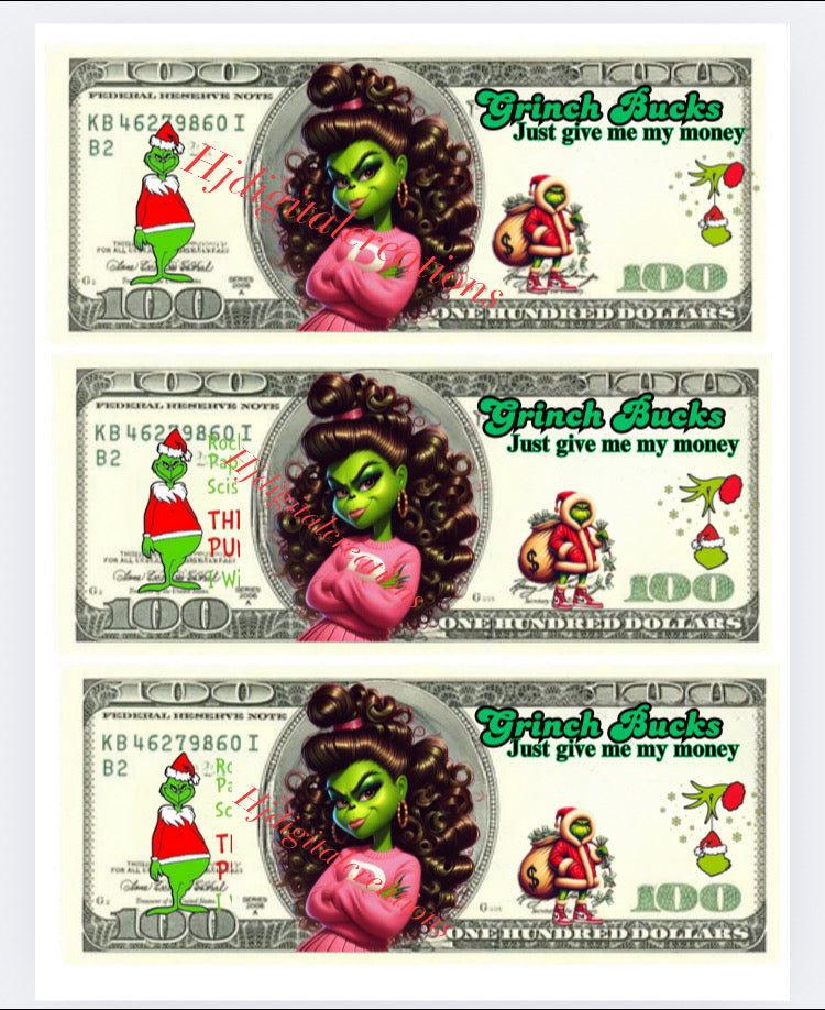 Grinch Bucks Template