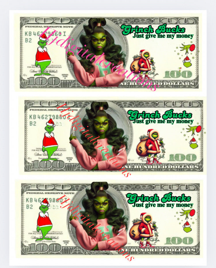 Grinch Bucks Template