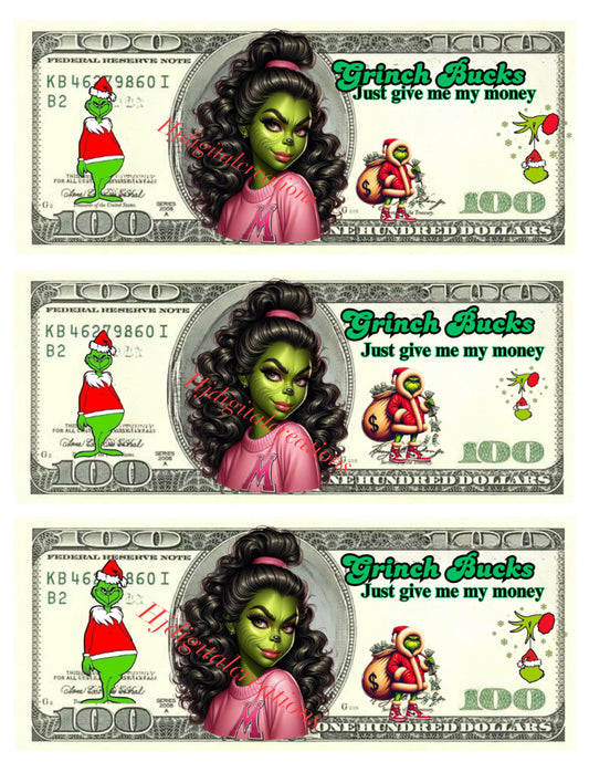 Grinch Bucks Template