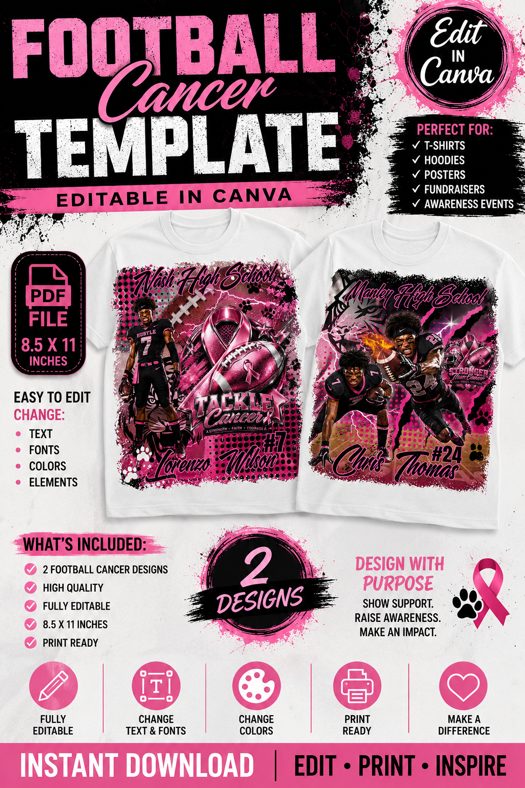 Football Cancer T Shirt Template