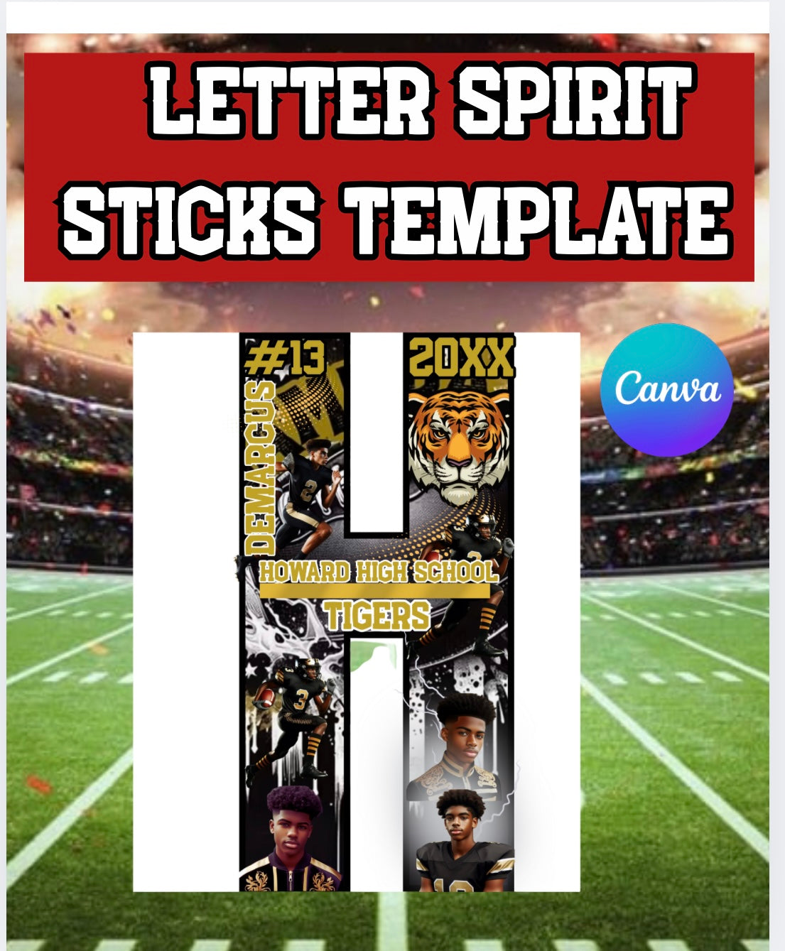 Letter Football Spirit Stick Template
