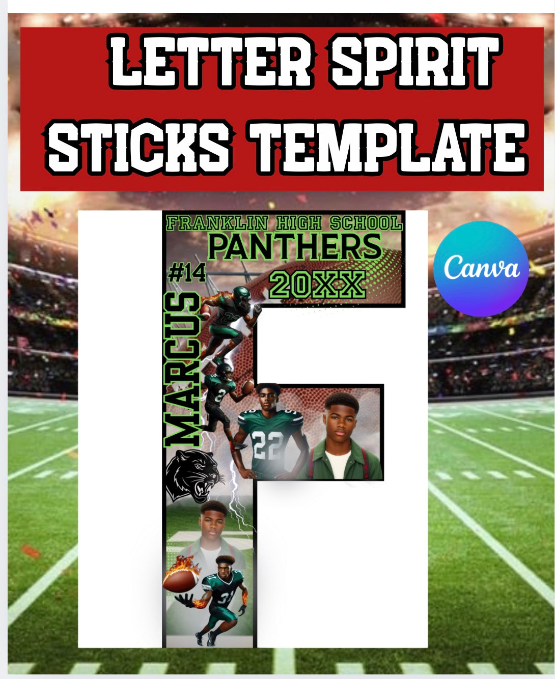 Letter Football Spirit Stick Template