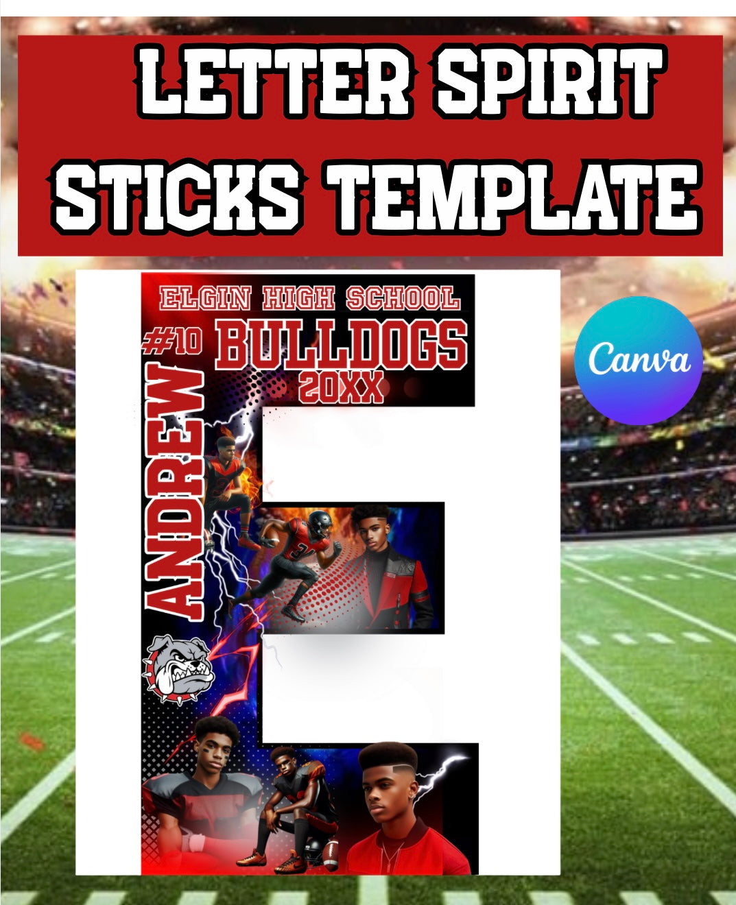 Letter Football Spirit Stick Template