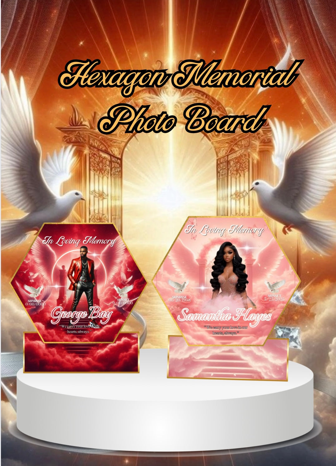 Hexagon Memorial Photo Board