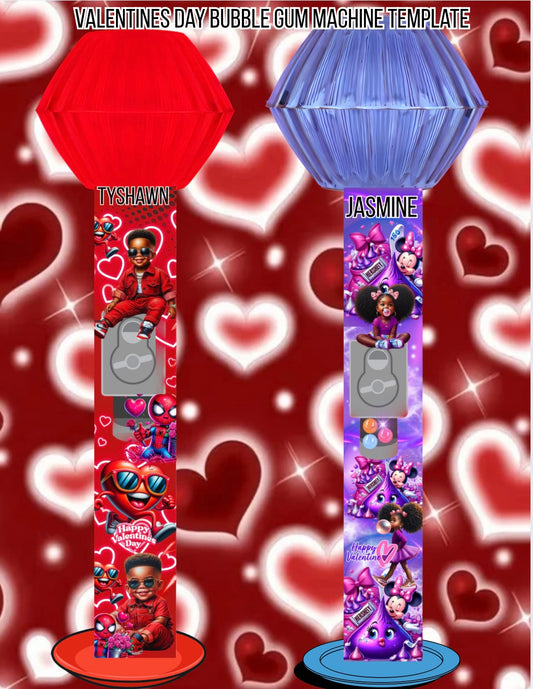 Valentines Day Bubble Gum Machine Template
