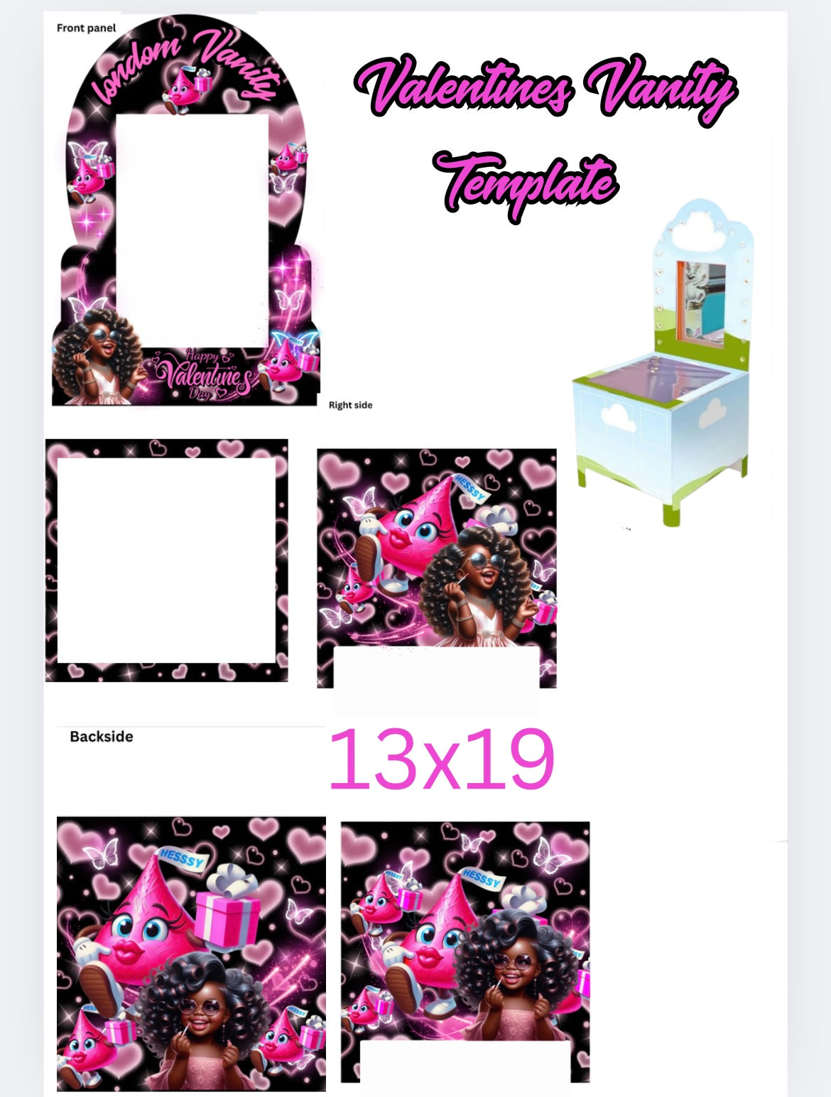 Valentines Vanity Gift box Template