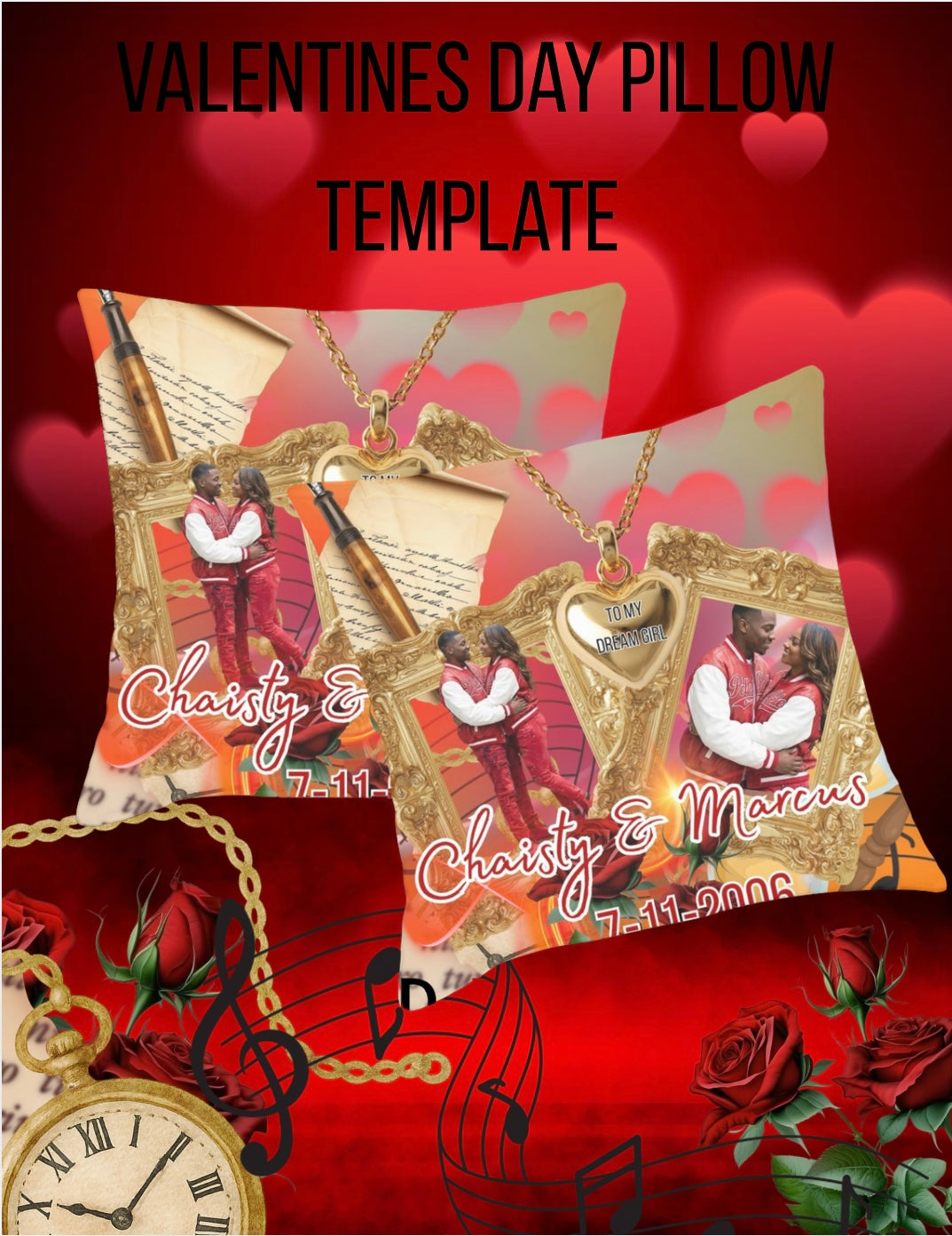 Valentines Day Pillow Template