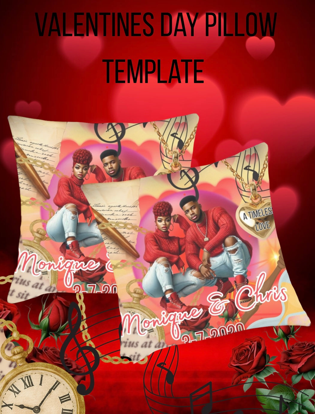 Valentines Day Pillow Template